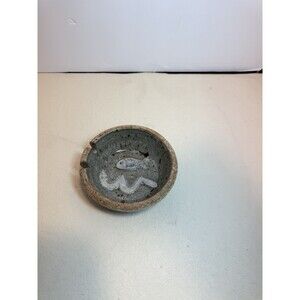 Handmade Studio Pottery Ashtray Fish Design Coastal Rustic Ceramic Signed Dish